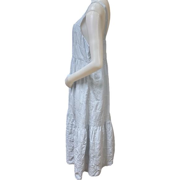 Madewell Cicely Tiered Midi Dress in Patchwork Blue Size 14 - Picture 2 of 10